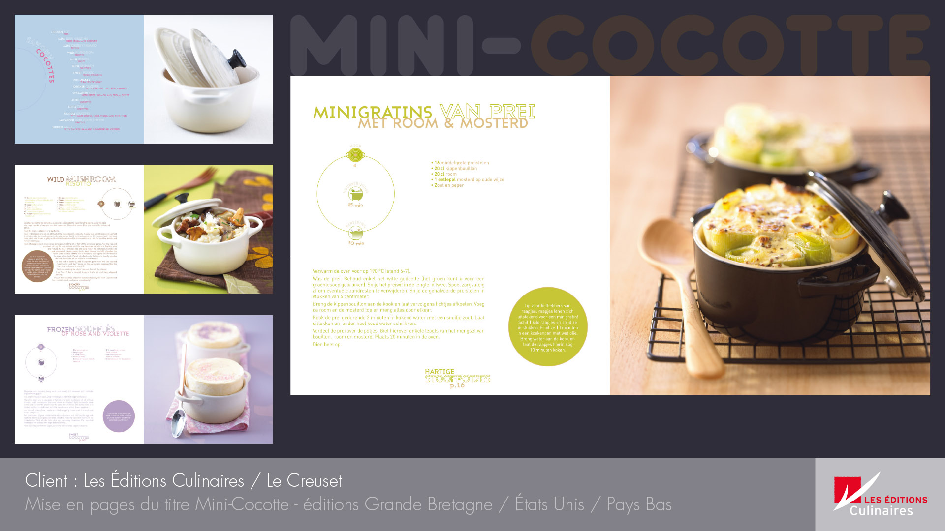 Mise en pages Mini-Cocotte, Les Éditions Culinaires